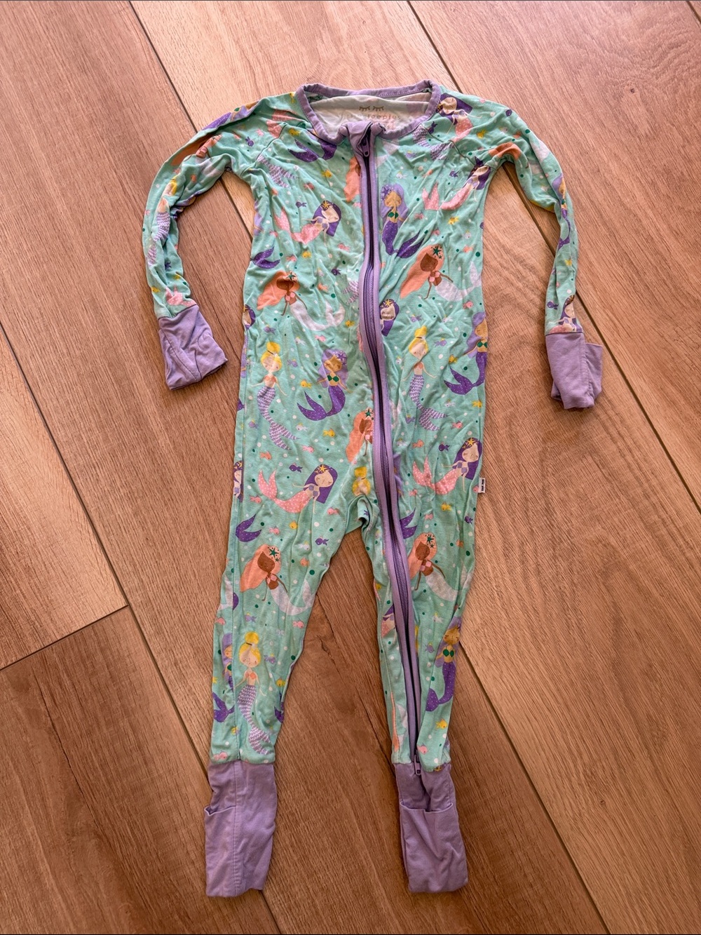 Little Sleepies Mint Mermaid Footed One-Piece with Purple Trim